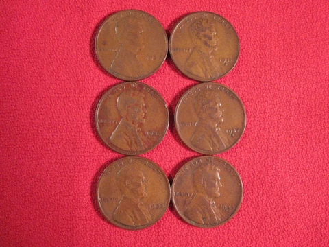 (6) BETTER DATE LINCOLNS 1931-P+D, 1932-P+D, 1933-P+D, FREE SHIPPING (#199A) Cover
