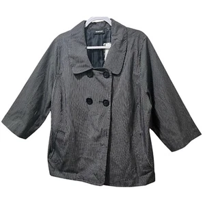 Avenue Womens Striped Peacoat Jacket Plus Size 22, Navy, Buttons, Pockets, NWT - Picture 1 of 7