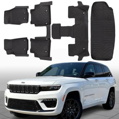Floor Mats for Jeep Grand Cherokee L 2021-2025 TPE All Weather w/ Cargo Liners - Изображение 1 из 4