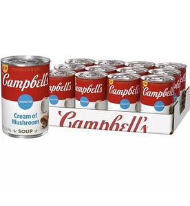 Campbell’s Condensed Unsalted Cream of Mushroom Soup, 10.5 Ounce Can -Pack of 12 - Picture 1 of 6