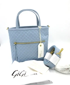 GiGi New York Billie Crossbody Tote Italian Leather Woven NWT BLUE List$295 - Picture 1 of 14