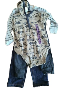 Carter's Boys Cute 4-Piece Romper & Pant Set - Gray - Size 18M - 1389025 - Picture 1 of 4