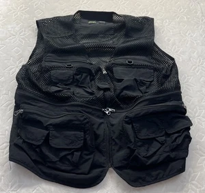 Utility schwarze Weste Cargo Angeln Wandern Camping Weste mehrere Taschen klein - Bild 1 von 8