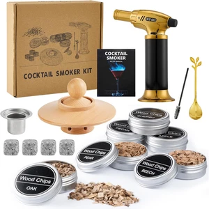 Set Da Cocktail Smoker – Affumicatore per Whisky Con 6 Tipi Di Legno E Torcia –  - Foto 1 di 12