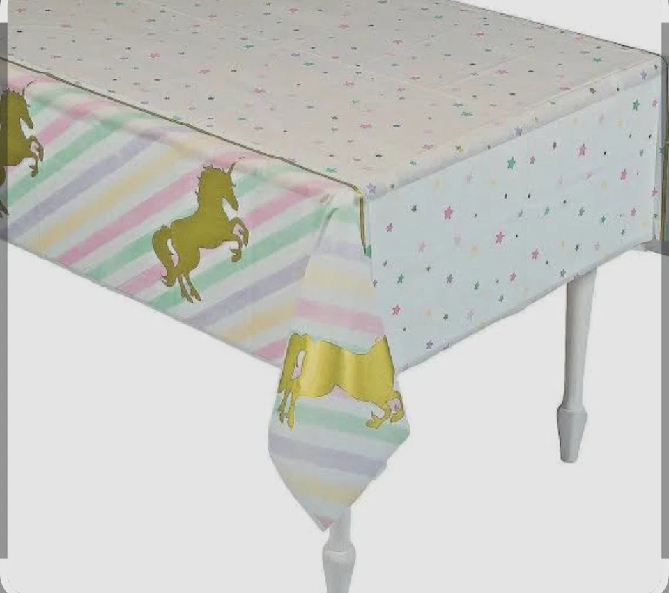 Mantel de plástico unicornio brillante 54x102 rectangular suministros de fiesta Foto 1 de 3