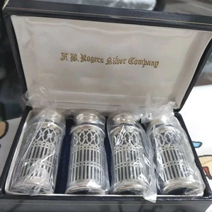 F.B. Salero y pimentero Rogers Silver Co. azul cobalto Japón de colección Nuevo en caja - Imagen 1 de 2