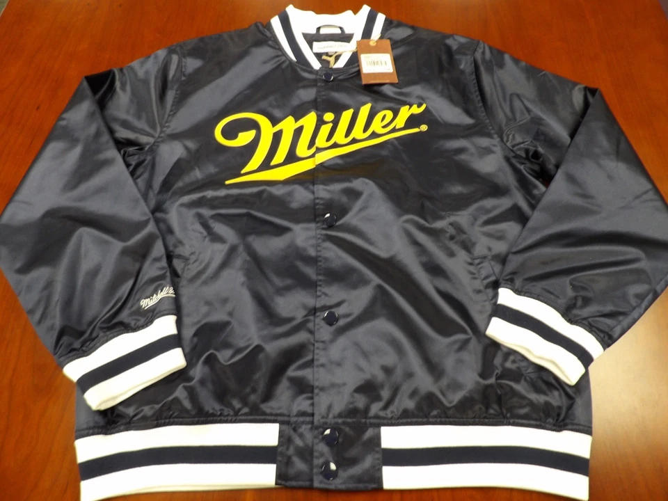 CHAQUETA MITCHELL & NESS X MILLER LITE OSO SATINADO LIGERA ABOTONADA TALLA XL Foto 1 de 4