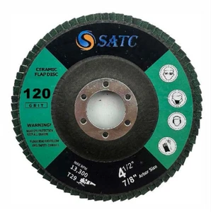 10 PIEZAS 4-1/2" x 7/8" discos de solapa de cerámica 120 granos 115 mm discos de lijado amoladora T29 - Imagen 1 de 7