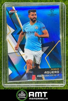 2018 Topps Finest UEFA Champions League Sergio Aguero Auto Blue 77/150 Man City - Image 1 of 3