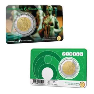 Bélgica moneda tarjeta 2€ Euro 2025 Lotería Nacional Dama Suerte sorteo trébol 4 hojas - Imagen 1 de 5