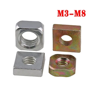 Flach Vierkantmuttern Verzink Stahl Vierkantmutter M3M4M5M6M8 Vierkant Muttern - Bild 1 von 8