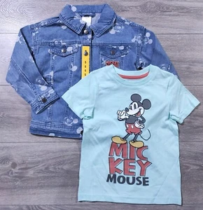 Mickey Mouse Denim Jacket and Shirt Boys Girls Size 5 Disney World Kids - Picture 1 of 7