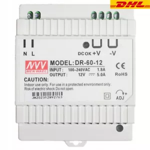 Hutschienen-Netzteil, 60 W, 12 V, 5 A; HDR-60-12; DIN-Schienen-Transformator. - Bild 1 von 9