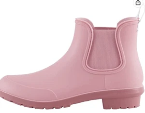 Mujeres Botas de Lluvia Cortas Rosa Impermeables Zapatos de Jardín Antideslizantes Chelsea - Imagen 1 de 3