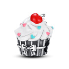 Cupcake Bow Cake Gift Cherry On Top Sterling Silver 925 Charm