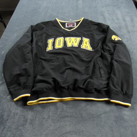 Iowa Hawkeyes Jacket Men Large Black Yellow Football NCAA Pullover Colosseum 90s Cover