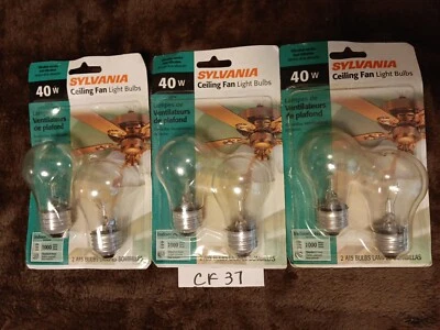 6 Sylvania 40W Clear A15  Ceiling Fan Bulbs Made In USA - Image 1 of 2