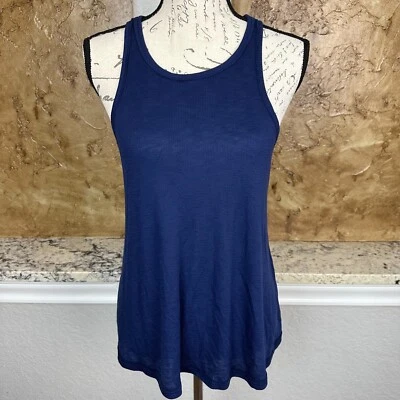 NWOT Free People Tank Top Womens Medium Tunic Waffle Knit Performance Blue USA - Image 1 of 4