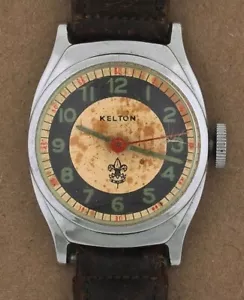 Vintage wind-up Kelton Boy Scout Advertising Character Novelty Watch for Repair - Picture 1 of 4