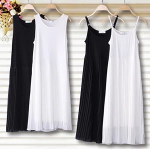 Mujeres Vestido Plisado Chifón Capas Largo Cami Deslizante Largo - Imagen 1 de 16
