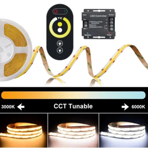 5M High Density Flexible COB CCT LED Light Strip 608 LEDs 10mm RA90 3000-6000k - Picture 1 of 22