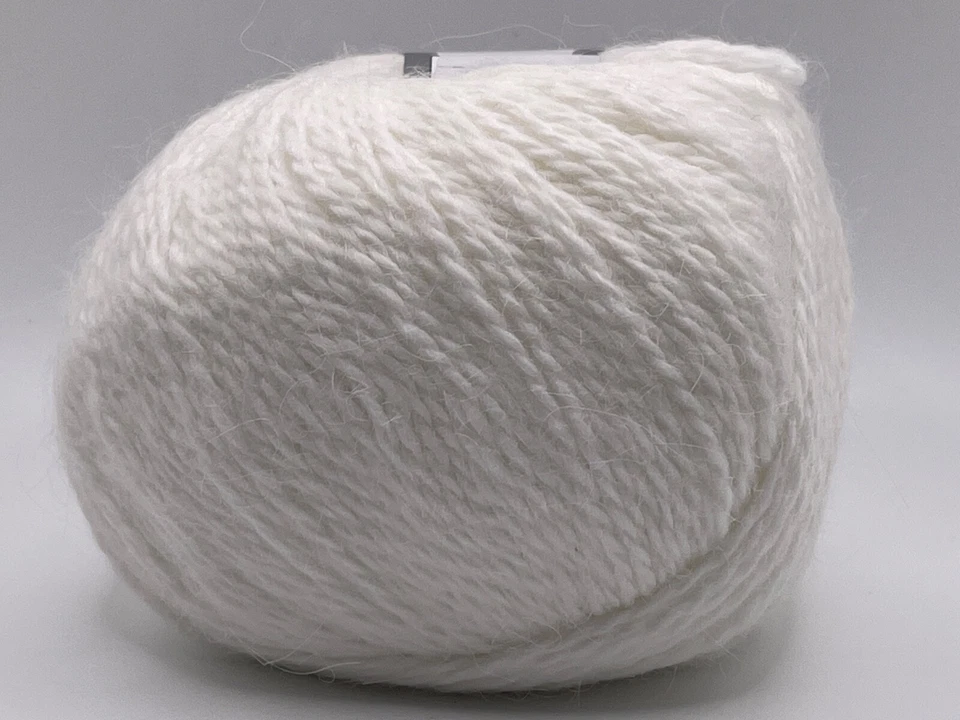 Hilos de hielo de cachemir blanco angora 68754 mezcla de lujo peso deportivo 50 gr 218 yardas Foto 1 de 4
