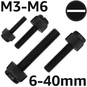 M3 M4 M5 M6 BLACK NYLON SLOTTED KNURLED THUMB SCREWS UK STOCK FREE POSTAGE - Picture 1 of 5