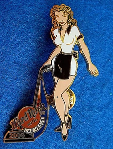 LAS VEGAS HOTEL 2008 STAFF HOUSEKEEPER VACCUM GIRL WHITE Hard Rock Cafe PIN - Picture 1 of 1