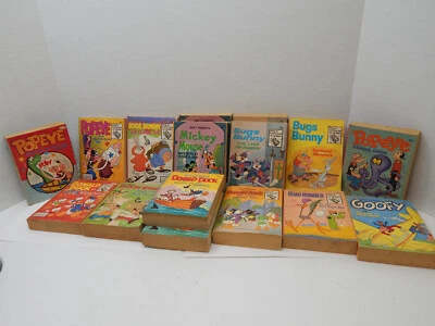 Lot of 16 A Little Big Books - Mickey, Donald, Goofy, Popeye | Vintage 1960s-70s - Image 1 of 4