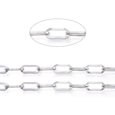 1meter Oval Paperclip Chains Unwelded 13.5x6x1.5mm Jewelry Necklace Links - Image 1 of 2