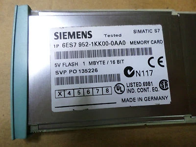 SIEMENS SIMATIC S7400 MEMORY CARD  - 6ES7 952-1KK00-0AA0  - 1 Mbyte/16bit - Image 1 of 4
