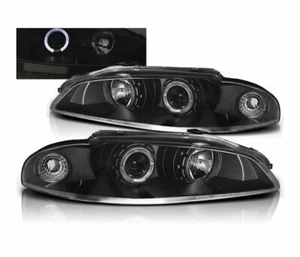 headlights for MITSUBISHI ECLIPSE 1997 1998 angel eyes black LHD - Picture 1 of 1