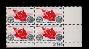 US Scott #1261, Plate Block #27983 1965 Battle of New Orleans 5c FVF MNH - Picture 1 of 1
