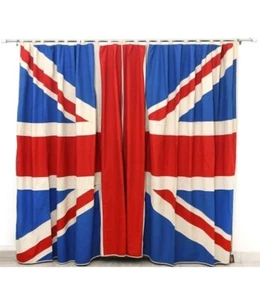 Union Jack Gardinen Paar aus schwerer komplett genähter Baumwolle 214 cm x 214 cm - Bild 1 von 4