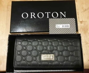 *BRAND NEW* OROTON ROCHE ZIP BOOK BLACK LARGE WOMEN'S CLUTCH WALLET - Picture 1 of 5