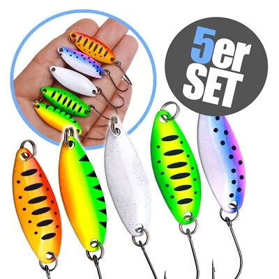 TROUT SPOON 5er-Set | Forellen Spoons Köder | Spinner mit Einzelhaken | Set NEU - Bild 1 von 3