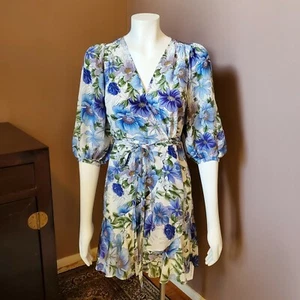 NWT YUMI KIM Love Wins blue floral wrap dress size XS - Picture 1 of 5