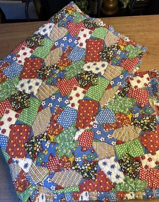 Edredón edredón reversible doble colorido retazos Foto 1 de 4