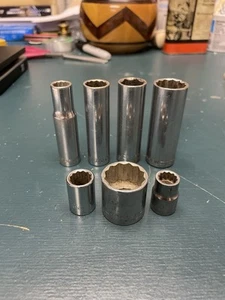 Craftsman 3/8”  12 Point Sockets Set Of 7, one 6 point. 7 pieces total - Picture 1 of 11