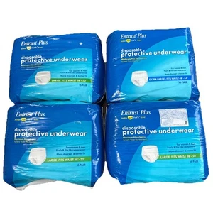 4 - 16 Count Entrust Plus Disposable Protective Underwear L New In Package 64 - Picture 1 of 3