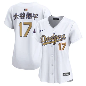 Shohei Ohtani 2025 Dodgers Gold Jersey 17 donna Kanji Medium AUTENTICA NIKE MLB - Foto 1 di 5