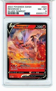 2022 Pokemon Silver Tempest - RESHIRAM V #024 - Ultra Rare Holo PSA 8 - Imagen 1 de 2
