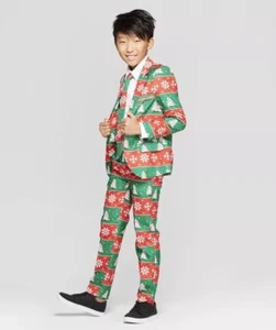 Nwt Boys Size Small Ugly Holiday Suit 3 Piece Pants, Tie And Jacket - Picture 1 of 4