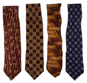 Vintage Ermenegildo Zegna Men's Silk Necktie Geometric Abstract Pattern Lot of 4 - Picture 1 of 4
