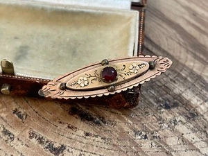 Viktorianische Stabbrosche Messing Antik Goldfront Anstecknadel Vergissmeinnicht Blume Floral - Bild 1 von 8