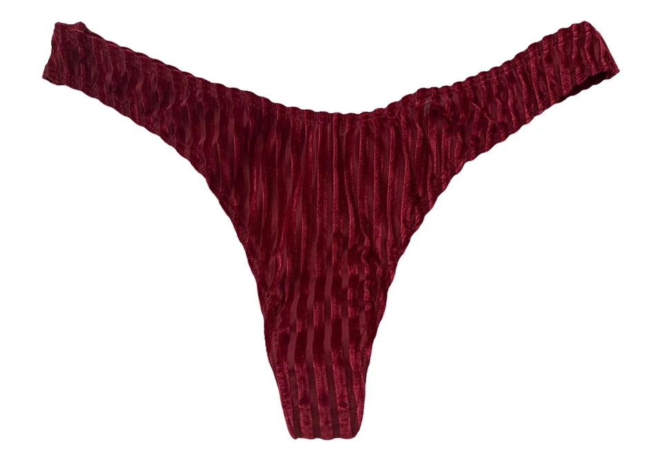 ROSA Victoria's Secret Tanga Panty Nuevo con Etiquetas Deseo Terciopelo y Malla Acanalado Pierna Alta Sexy Foto 1 de 2