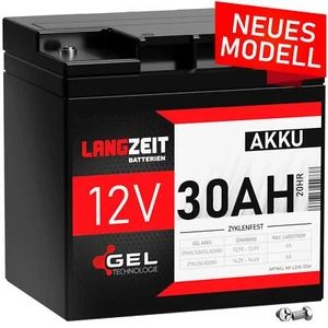 Akku 12V 30Ah GEL Batterie Bleigel Solar Blei Akku ersetzt 26Ah 27Ah 28Ah 33Ah - Photo 1/4