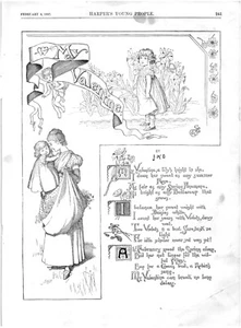 MY VALENTINE.VTG 1887 HARPER'S 11" x 8" GRAVIERTES GEDICHT - Bild 1 von 2