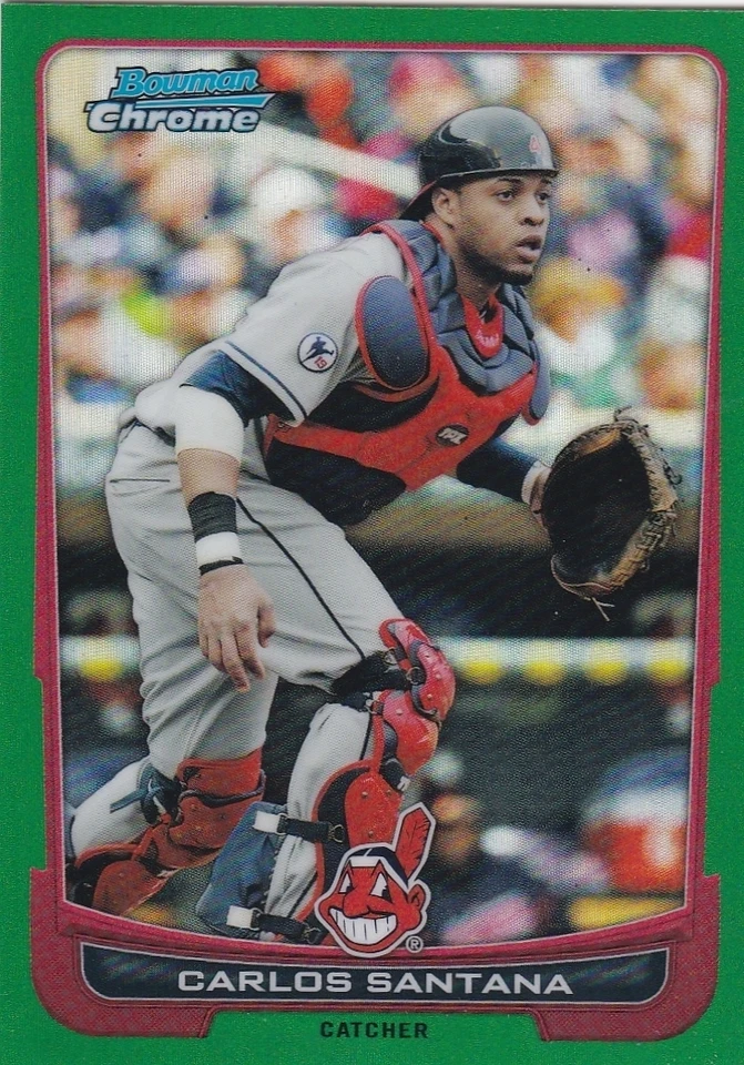 INDIANS CARLOS SANTANA 2012 BOWMAN CHROME GREEN REFRACTOR #51 - Image 1 of 1