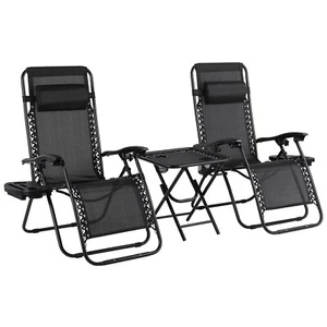 2er Relaxsessel Kopfkissen Sonnenliege Hochlehner Garten Camping Stuhl klappbar - Bild 1 von 10